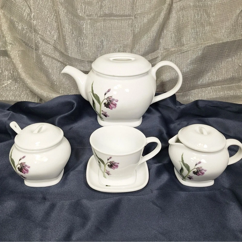John Hinde‎ Wild Irish Flowers Tea Set Pot Cream Sugar Cup Saucer Spring Cottage